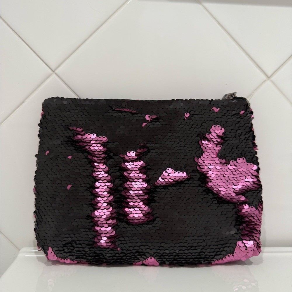 Reversible Sequin Clutch Bag - Black and Pink - Picture 2 of 4